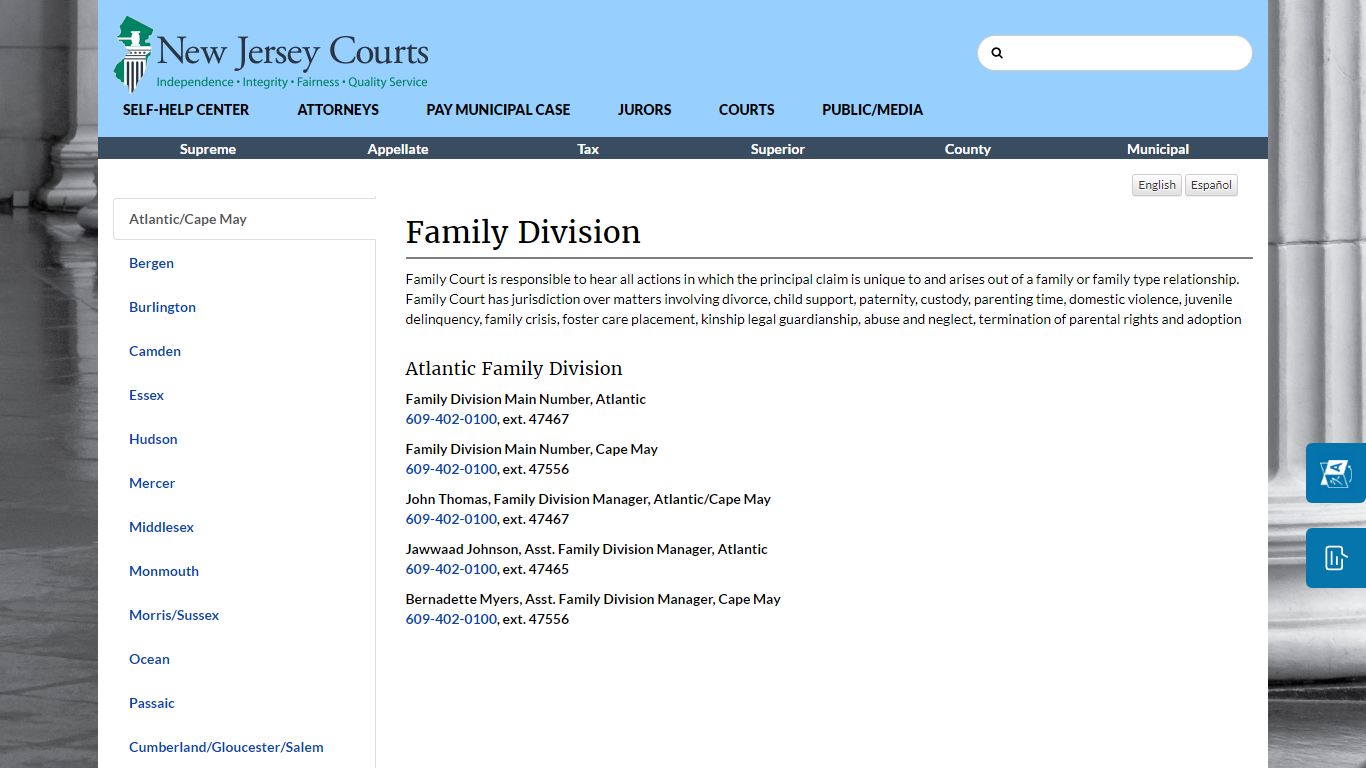 Family Division - New Jersey Superior Court
